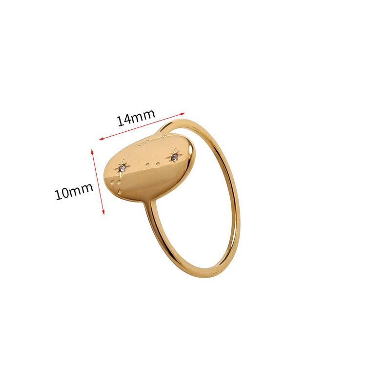 Wholesale Stainless Steel Gold-plated Oval Raindrop Rings